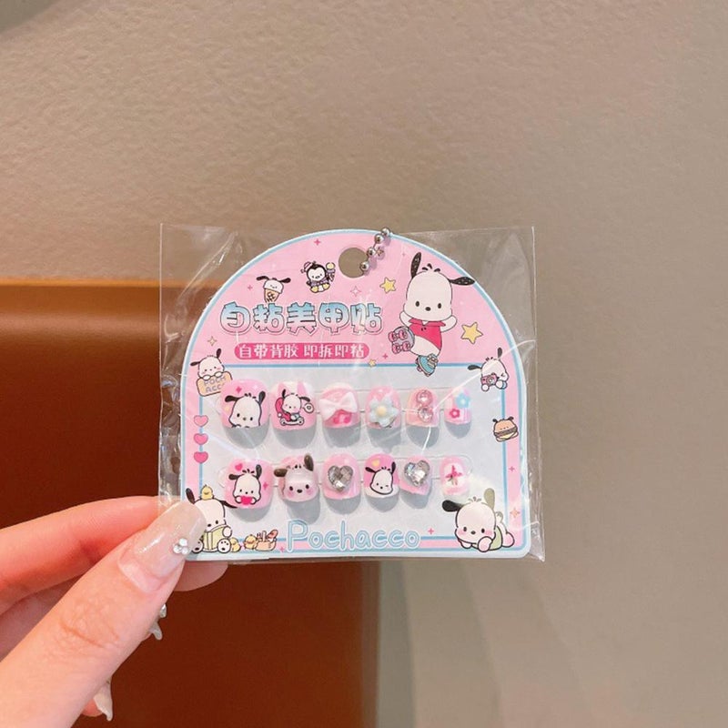 Kuromi Kids Nail Stickers, Cute and Detachable Nail Art for Girls, Sweet and Adorable Wearable Nail Stickers
